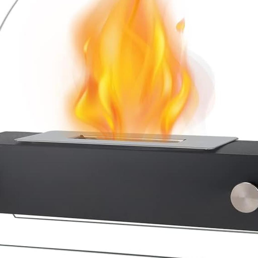 8000 BTU 14" Black And Silver Iron And Stainless Steel Bio-ethanol fuel Portable Round Fire Pit