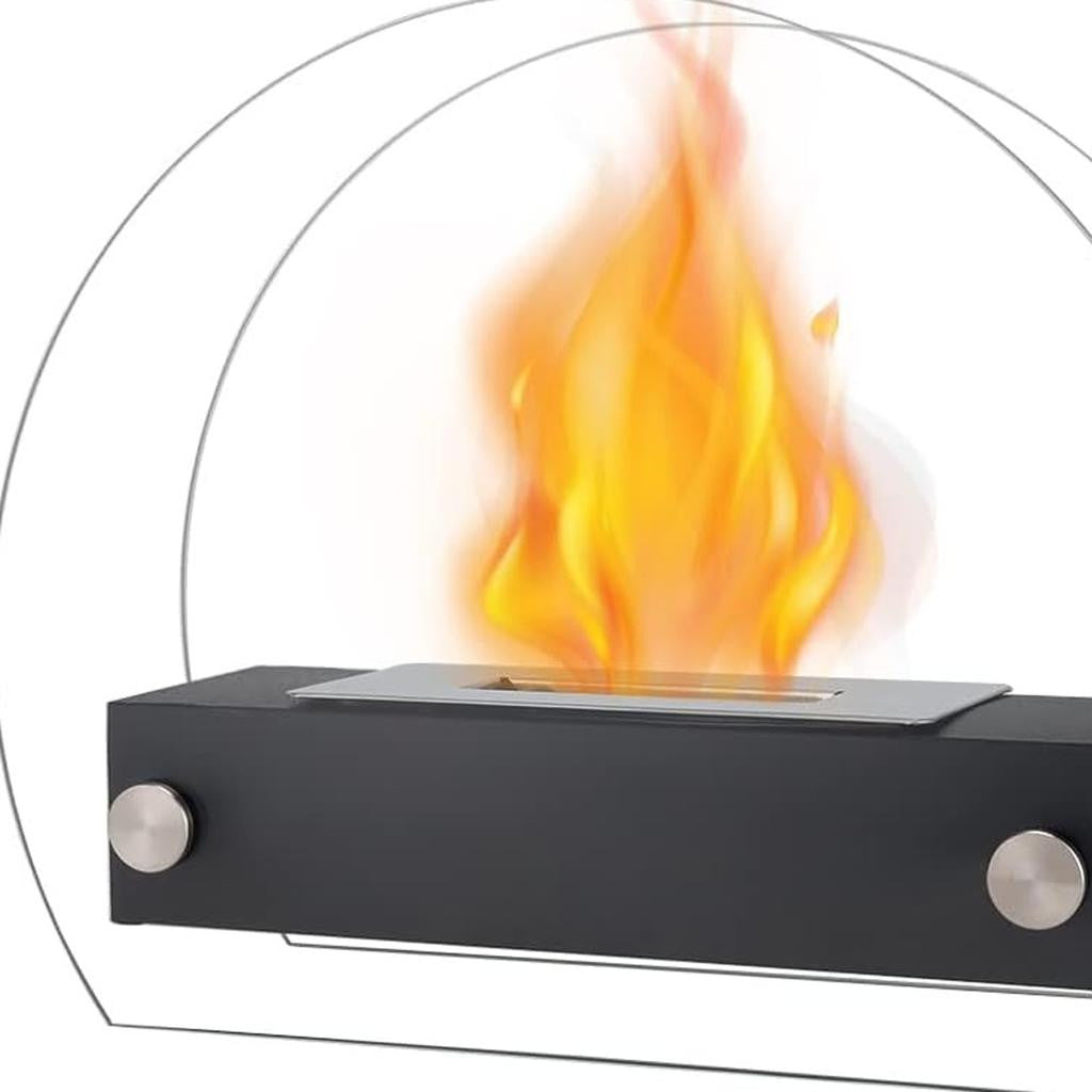 8000 BTU 14" Black And Silver Iron And Stainless Steel Bio-ethanol fuel Portable Round Fire Pit
