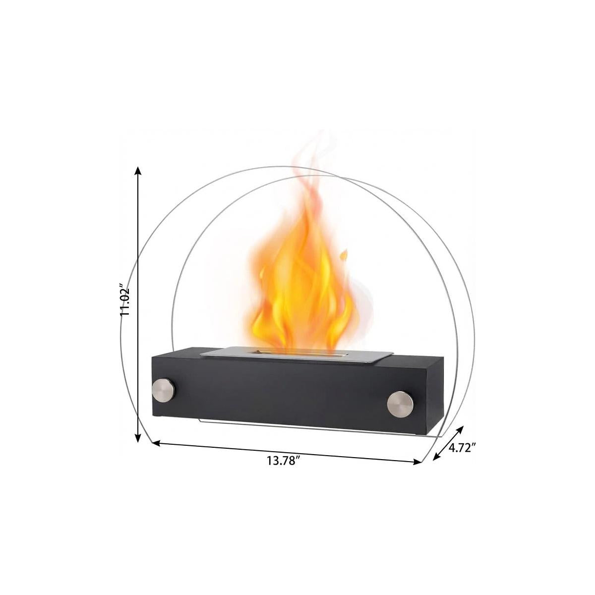 8000 BTU 14" Black And Silver Iron And Stainless Steel Bio-ethanol fuel Portable Round Fire Pit