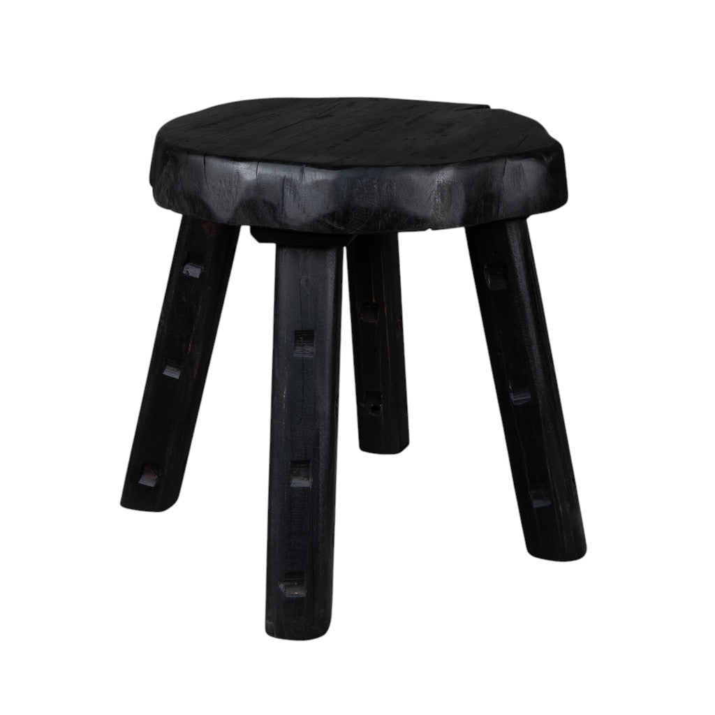 19" Matte Ebony Distressed Reclaimed Wood Round End Table
