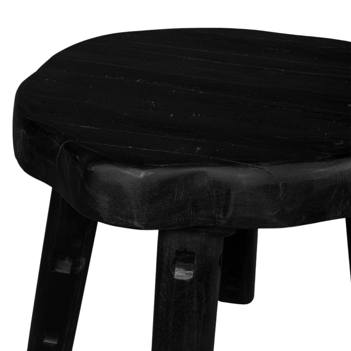 19" Matte Ebony Distressed Reclaimed Wood Round End Table