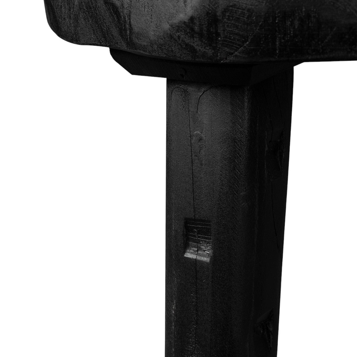 19" Matte Ebony Distressed Reclaimed Wood Round End Table