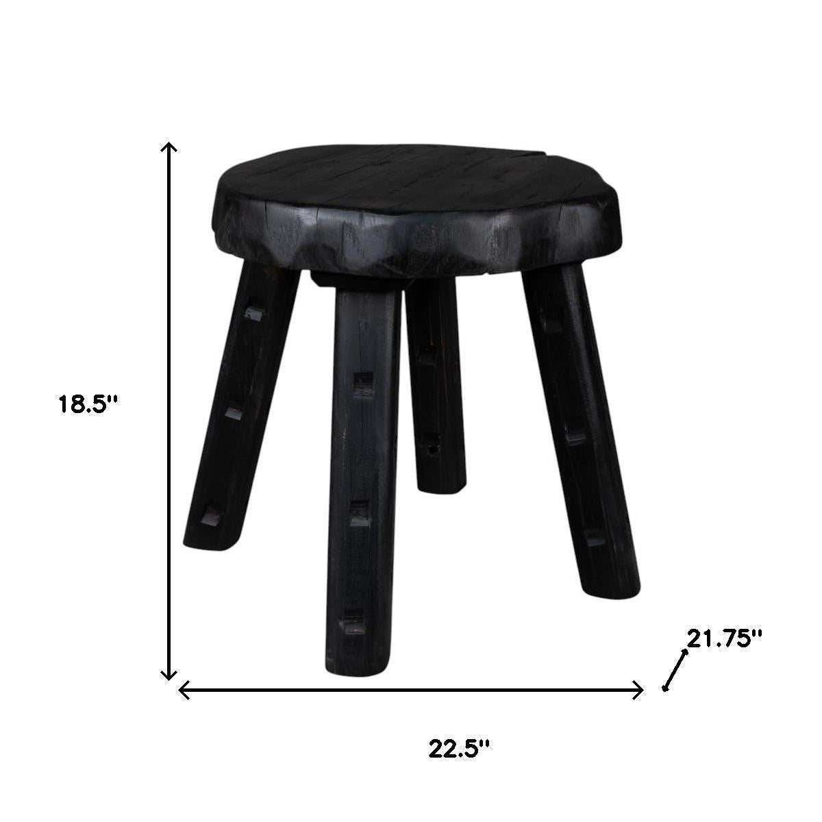 19" Matte Ebony Distressed Reclaimed Wood Round End Table