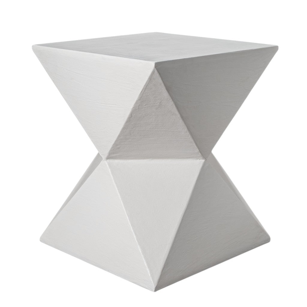 19" Washed White Lime Plaster Square End Table