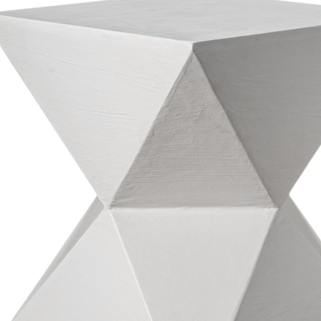 19" Washed White Lime Plaster Square End Table