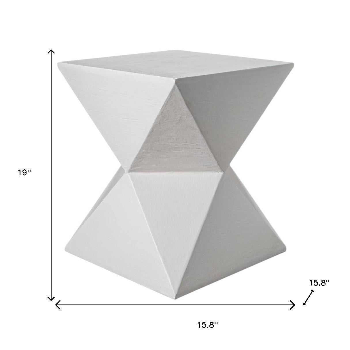 19" Washed White Lime Plaster Square End Table
