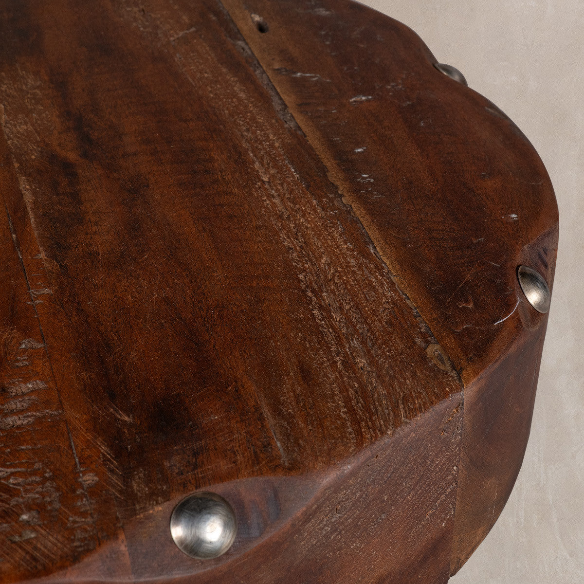 19" Natural Brown Distressed Reclaimed Wood Round End Table