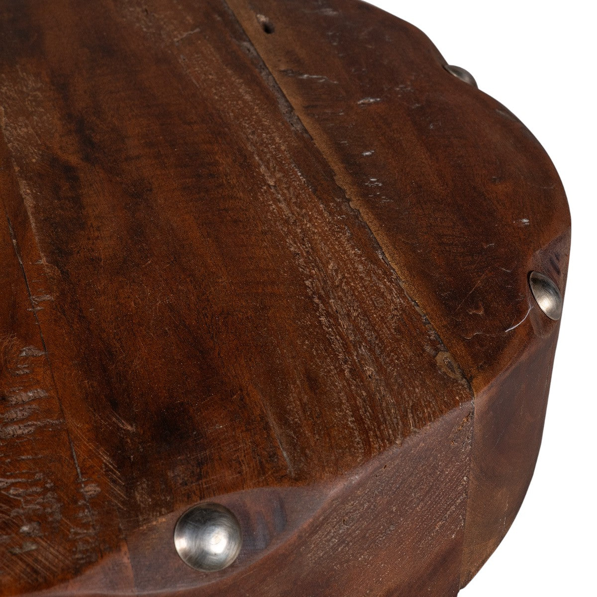 19" Natural Brown Distressed Reclaimed Wood Round End Table