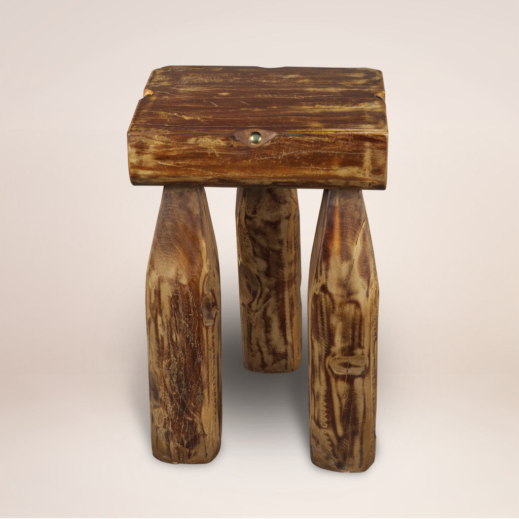 24" Distressed Brown Distressed Reclaimed Wood Square End Table