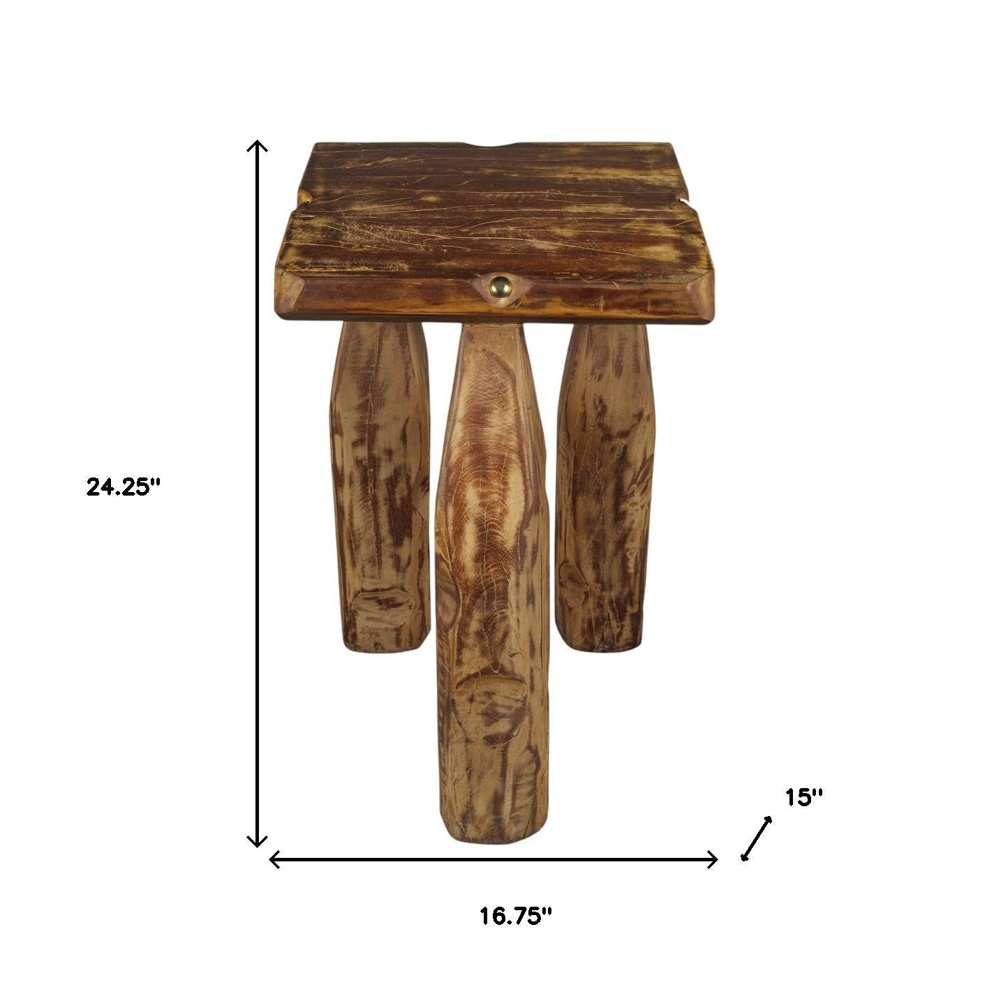 24" Distressed Brown Distressed Reclaimed Wood Square End Table