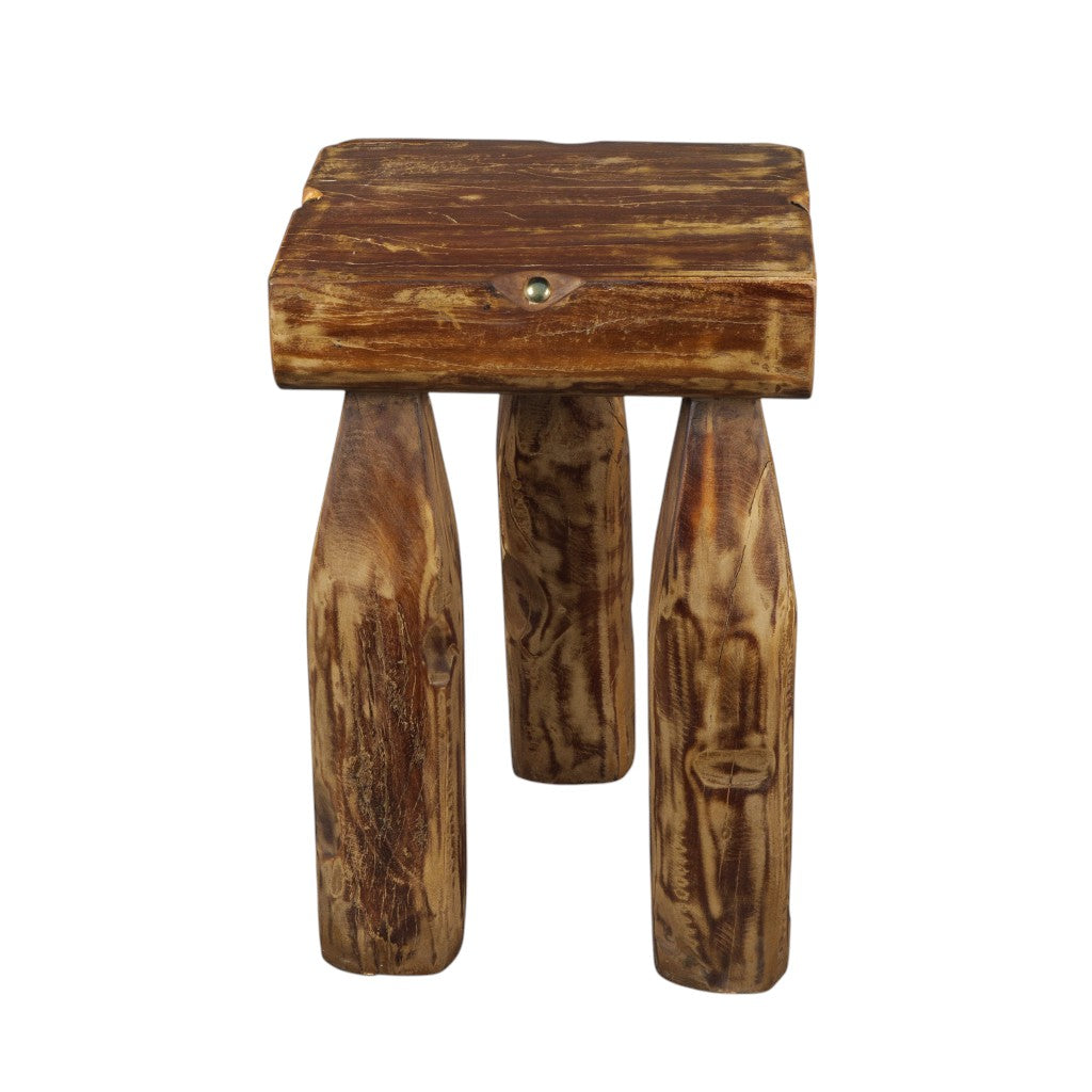 24" Distressed Brown Distressed Reclaimed Wood Square End Table