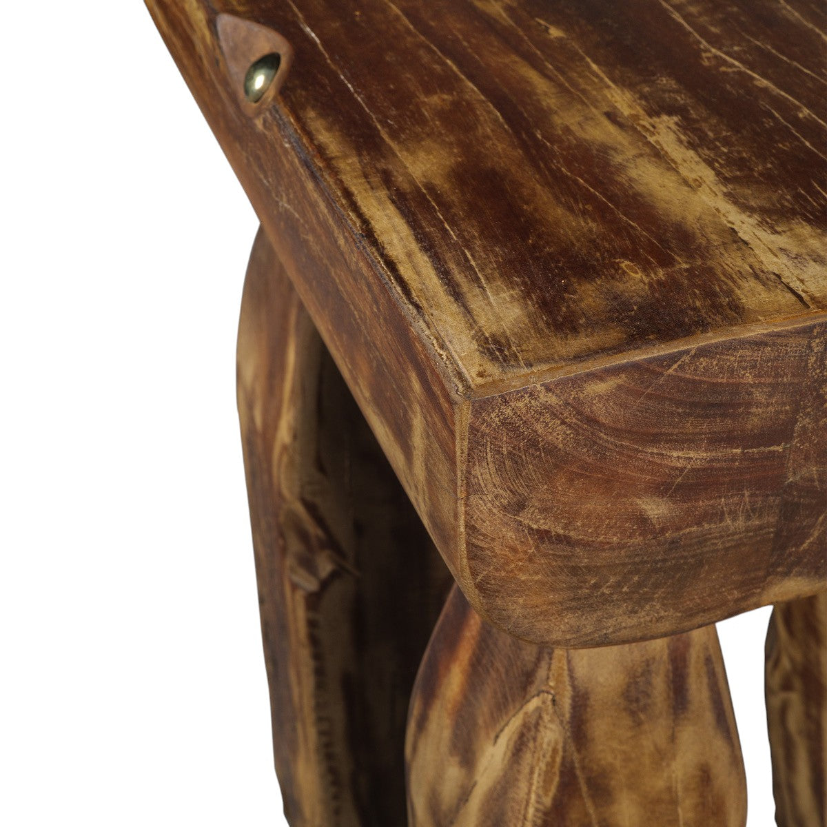 24" Distressed Brown Distressed Reclaimed Wood Square End Table
