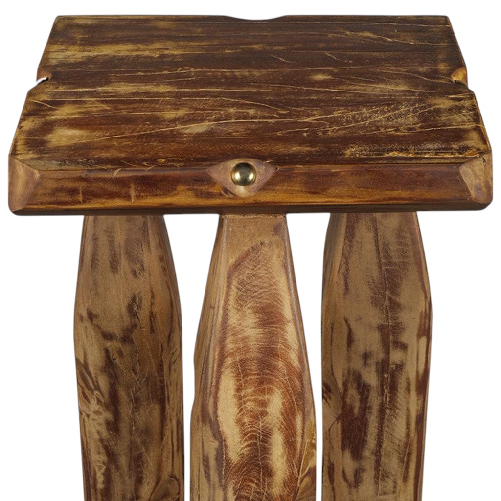 24" Distressed Brown Distressed Reclaimed Wood Square End Table