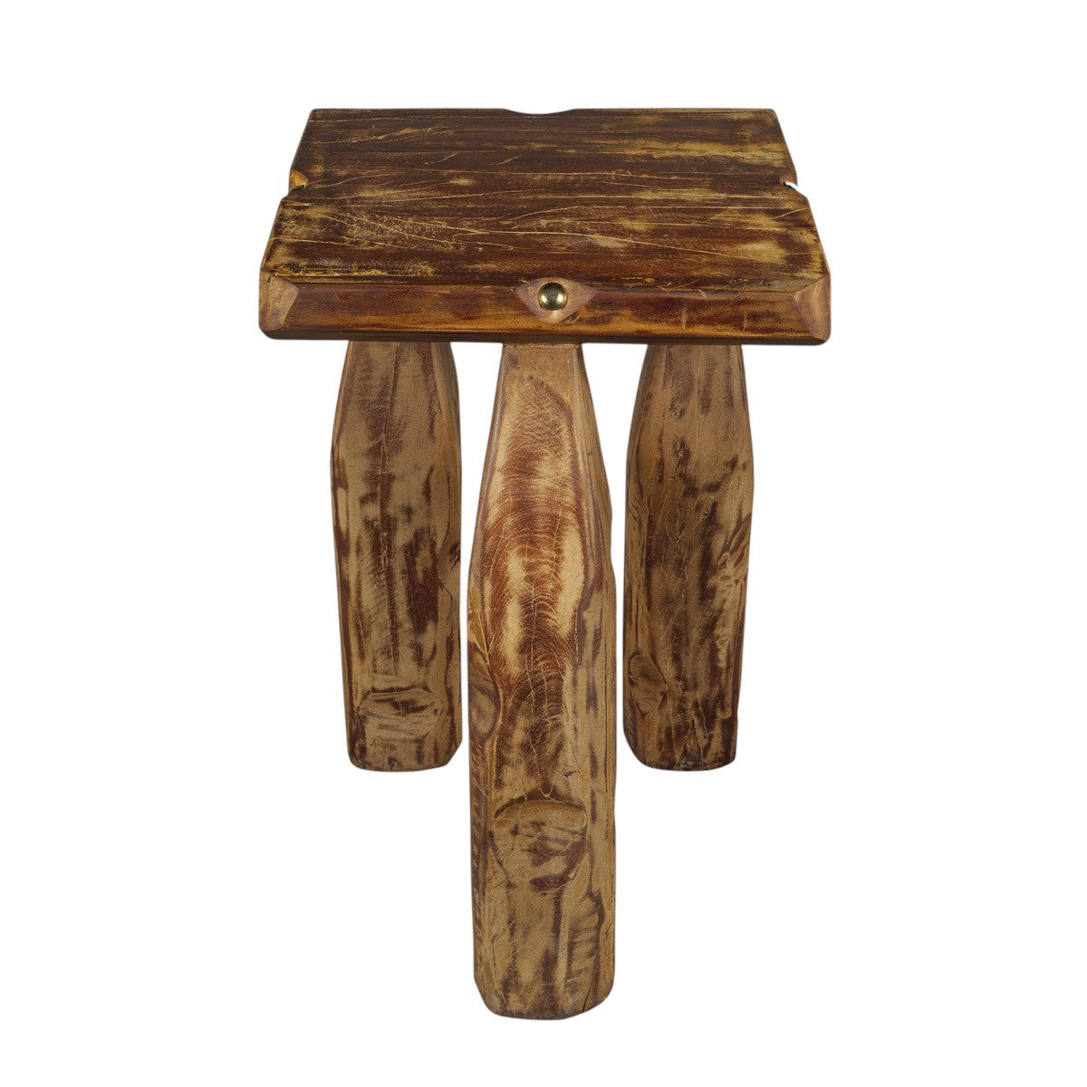24" Distressed Brown Distressed Reclaimed Wood Square End Table
