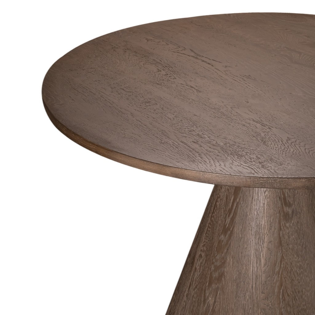 48" Natural Solid Wood Pedestal Base Round Top Dining Table