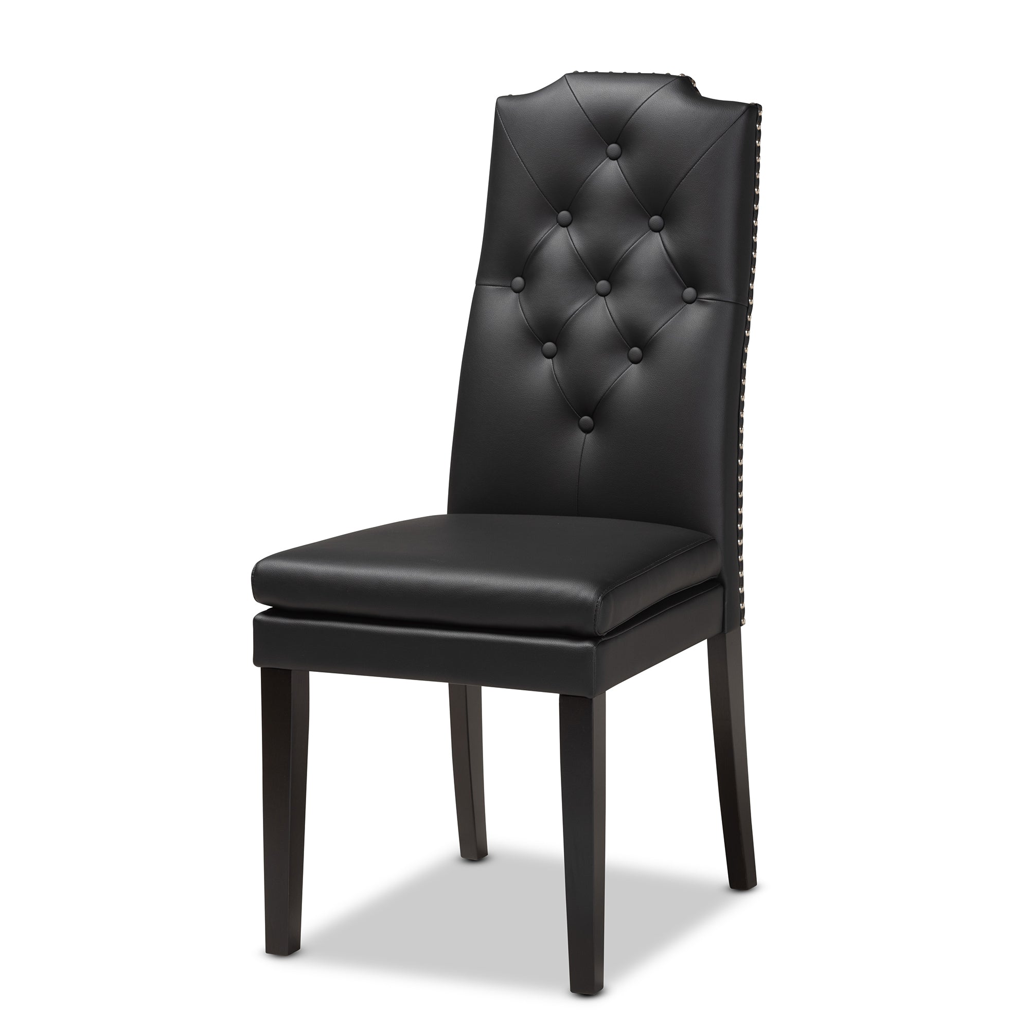 Baxton Studio Dylin Modern and Contemporary Black Faux Leather Upholstered and Dark Brown Finished Wood 7-Piece Dining Set
