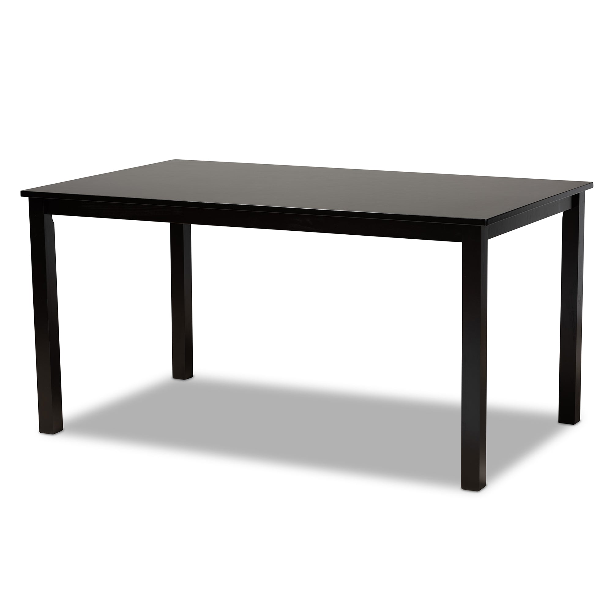 Baxton Studio Dylin Modern and Contemporary Black Faux Leather Upholstered and Dark Brown Finished Wood 7-Piece Dining Set