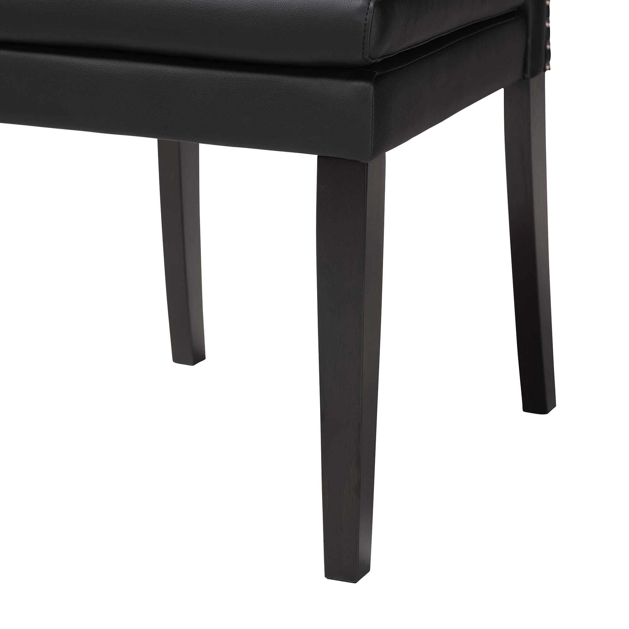 Baxton Studio Dylin Modern and Contemporary Black Faux Leather Button-Tufted Nail heads Trim Dining Chair