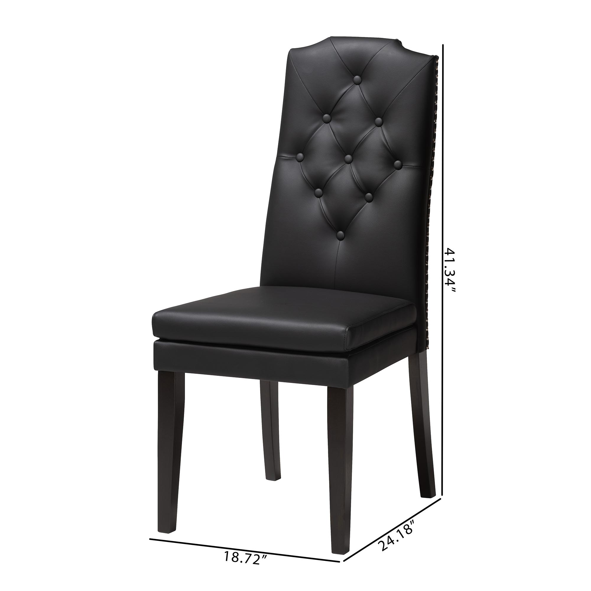 Baxton Studio Dylin Modern and Contemporary Black Faux Leather Button-Tufted Nail heads Trim Dining Chair