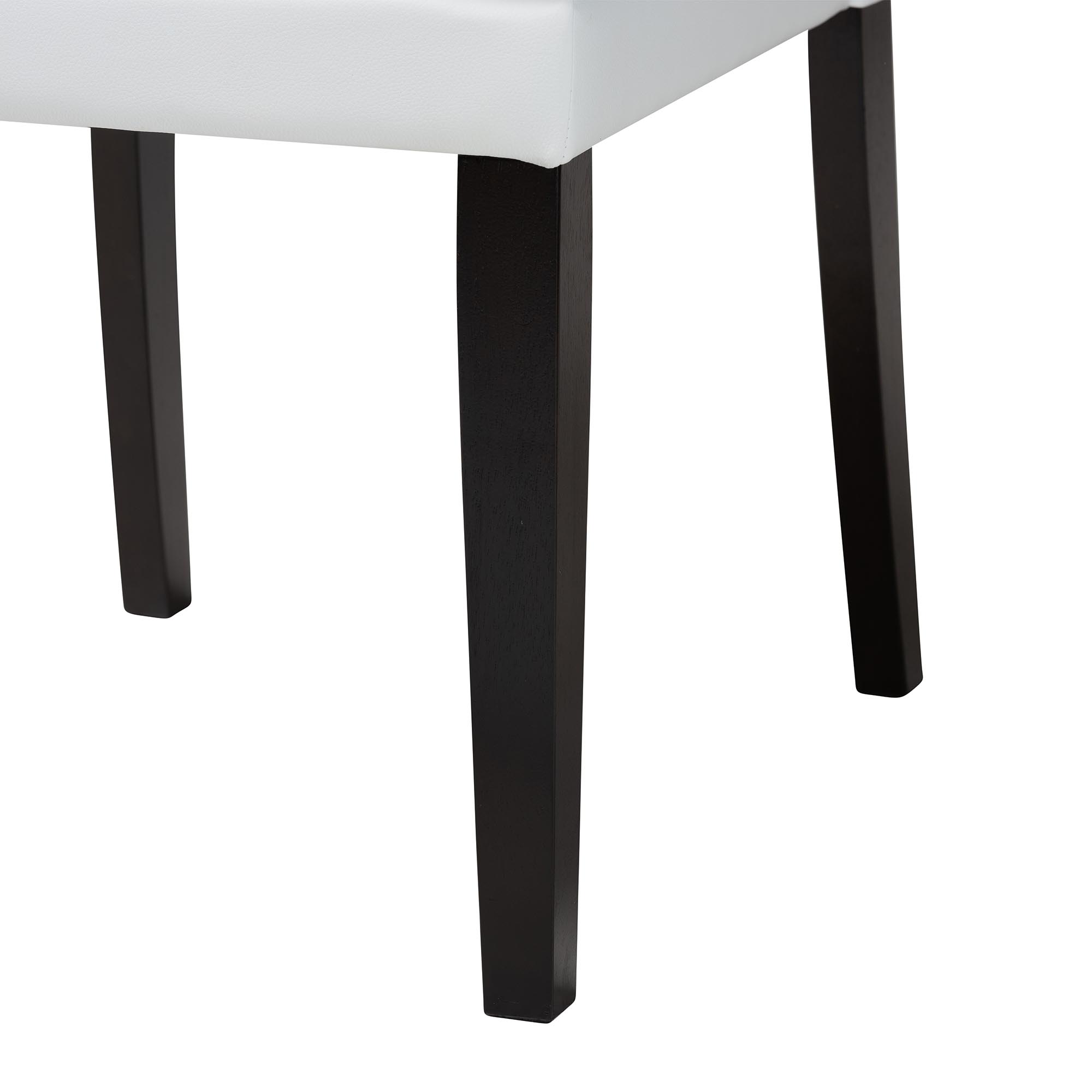Baxton Studio Dylin Modern and Contemporary White Faux Leather Button-Tufted Nail heads Trim Dining Chair
