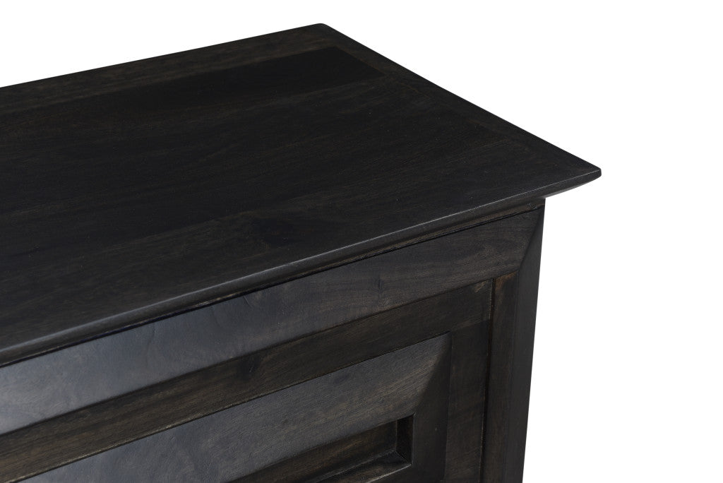 52" Dark Brown Solid Wood Storage Ottoman