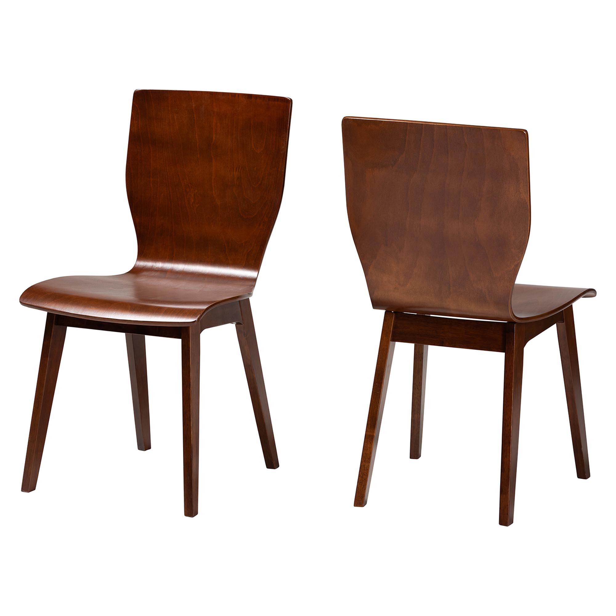Baxton Studio Elsa Mid-century Modern Scandinavian Style Dark Walnut Bent Wood Dining Chair
