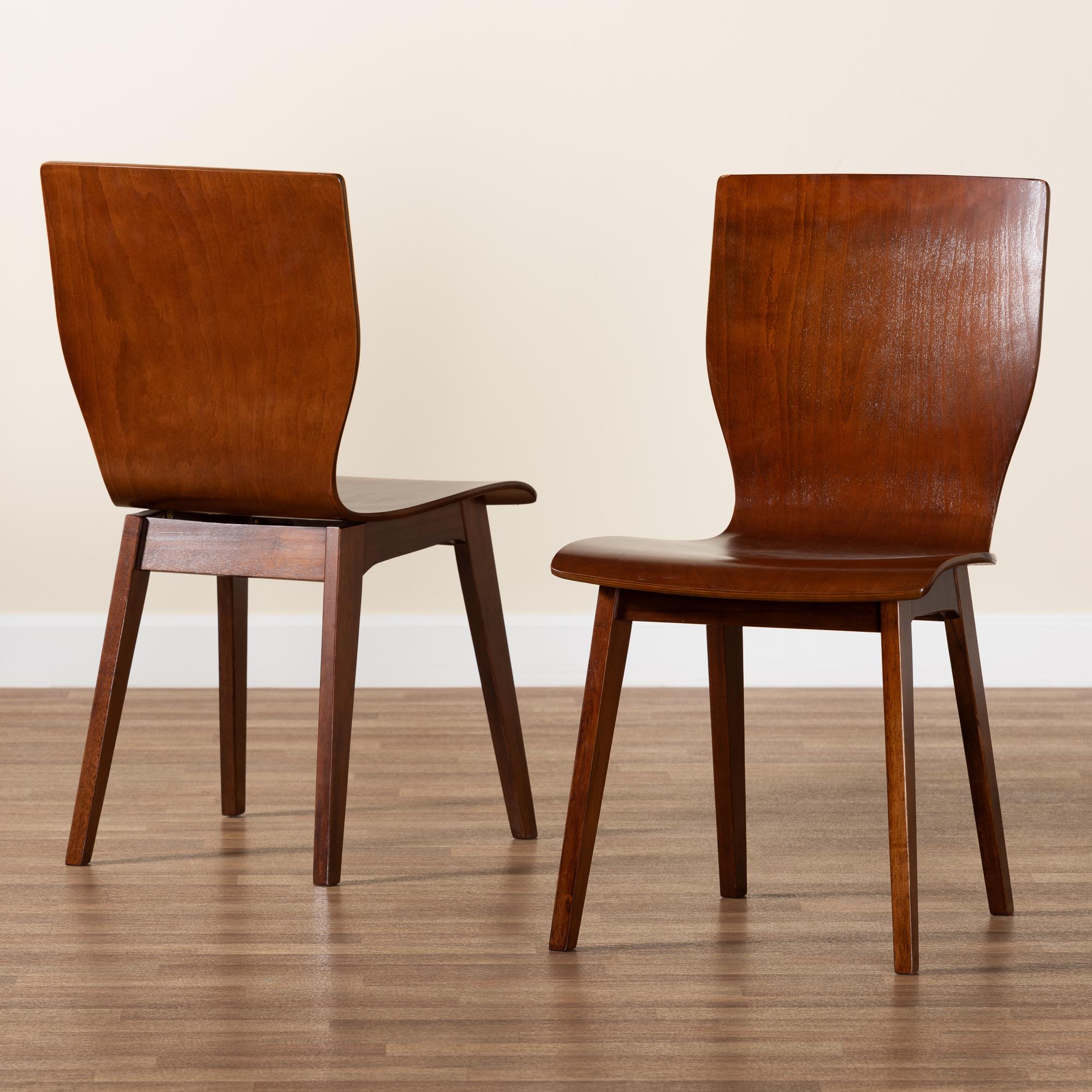 Baxton Studio Elsa Mid-century Modern Scandinavian Style Dark Walnut Bent Wood Dining Chair