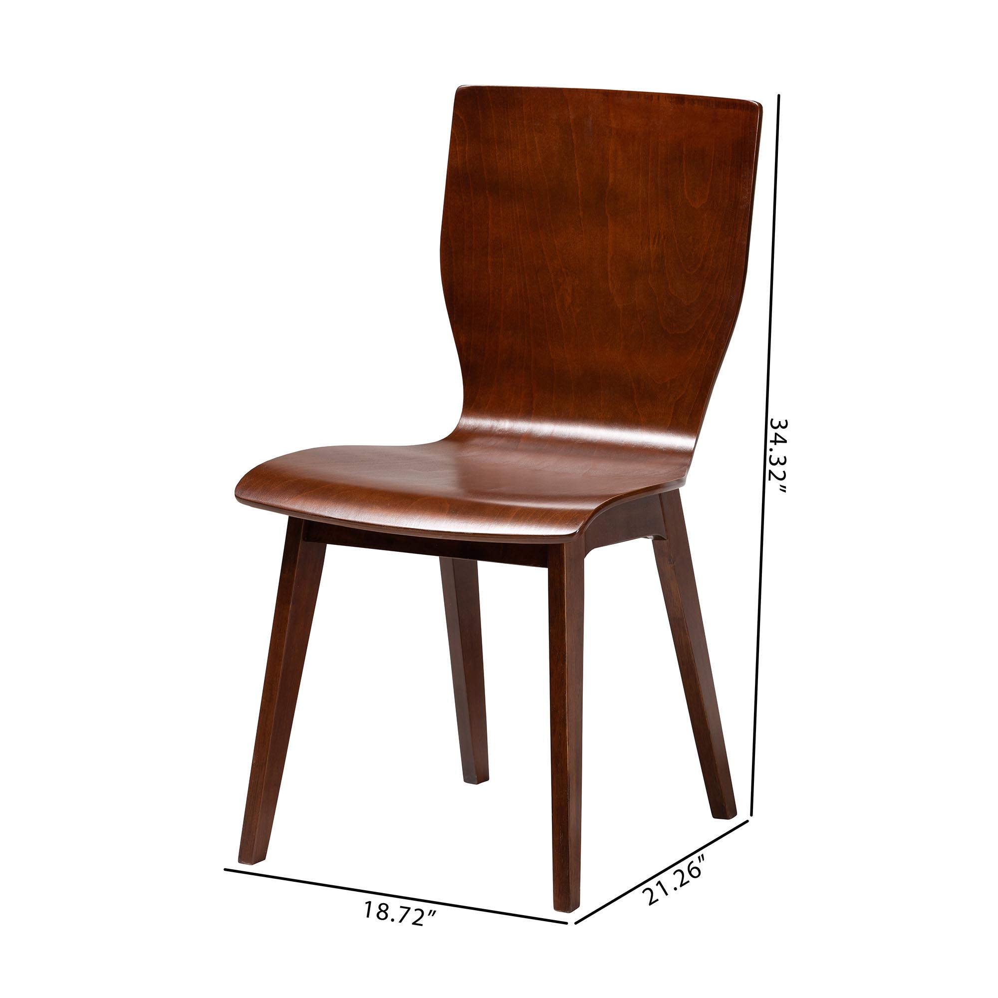 Baxton Studio Elsa Mid-century Modern Scandinavian Style Dark Walnut Bent Wood Dining Chair