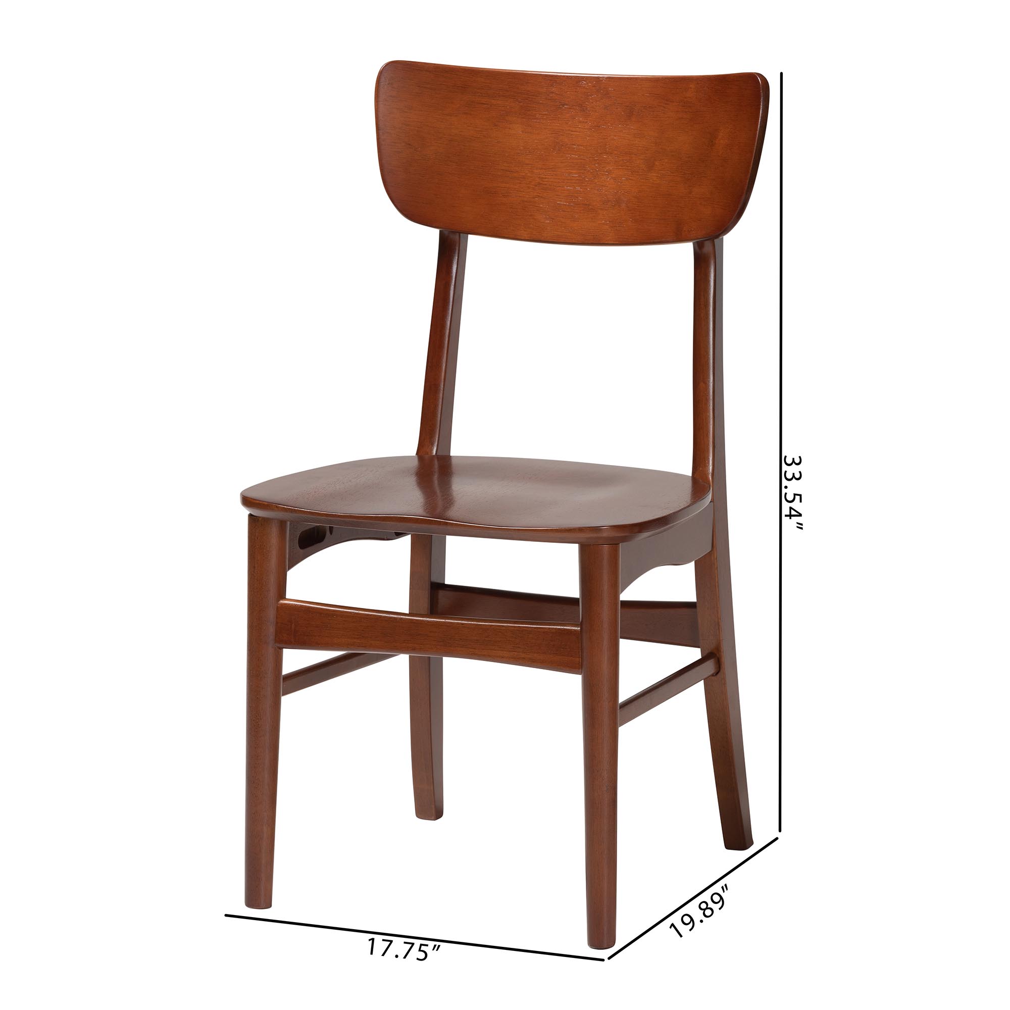 Baxton Studio Netherlands Mid-century Modern Scandinavian Style Dark Walnut Bent Wood Dining Side Chair