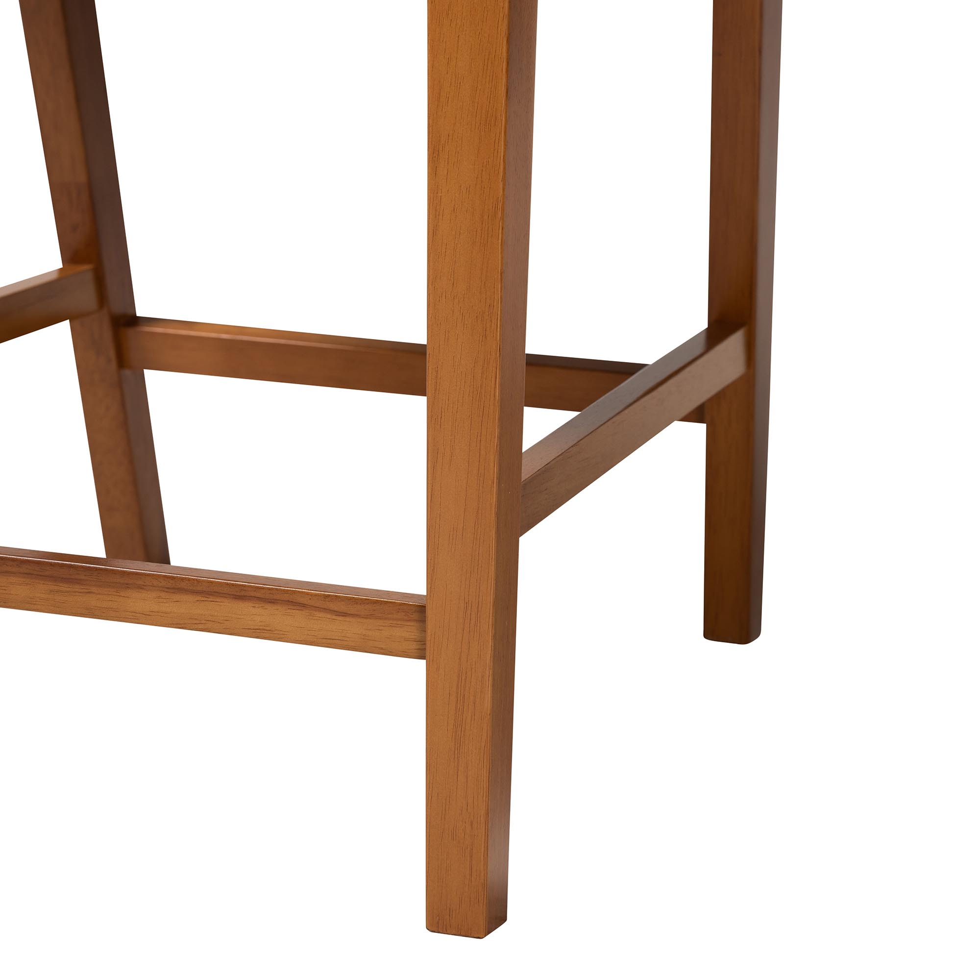 Baxton Studio Olivia Mid-century Modern Scandinavian Style Dark Walnut Wood Grey Faux Leather Pub Stool