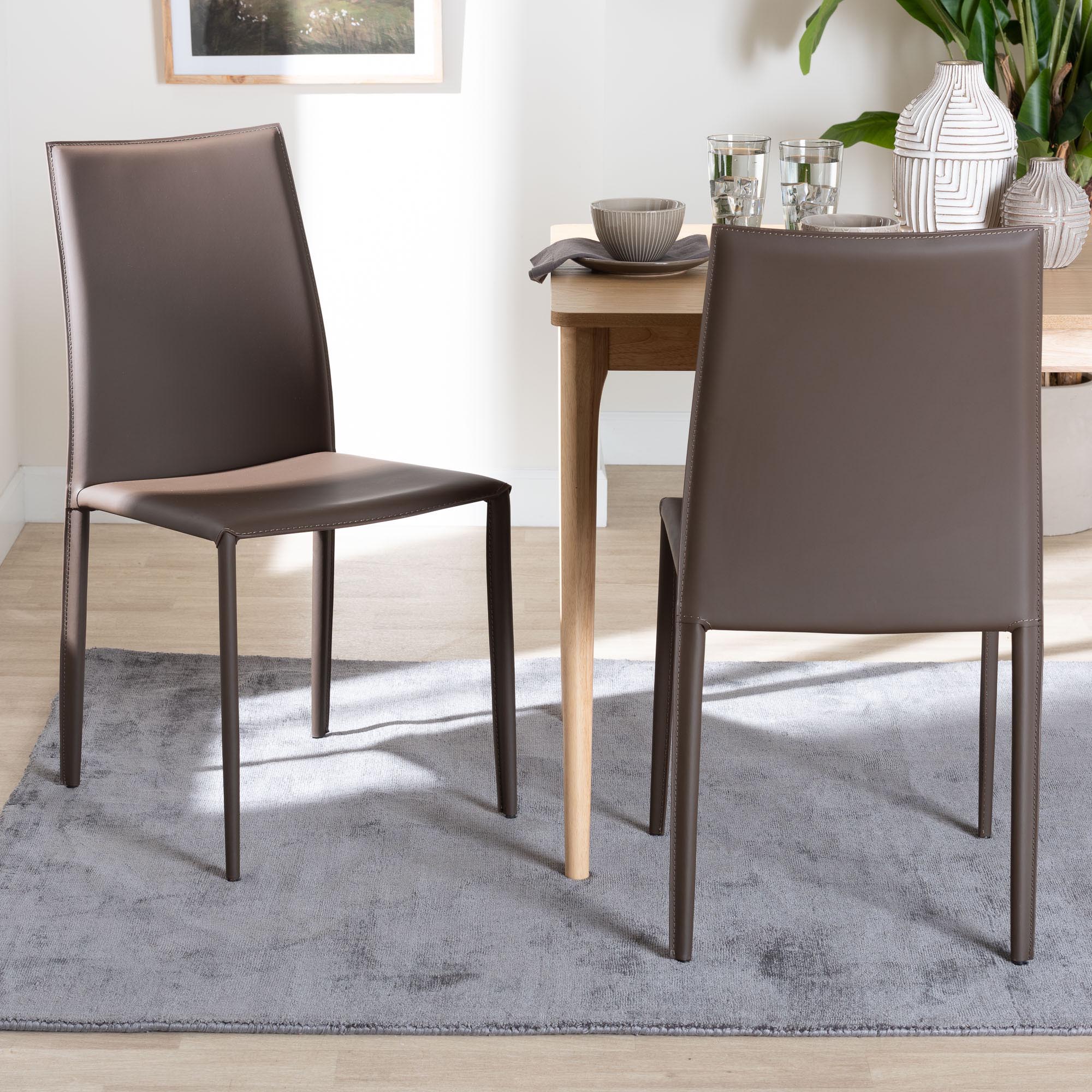 Baxton Studio Rockford Modern and Contemporary Taupe Bonded Leather Upholstered Dining Chair (Set of 2)