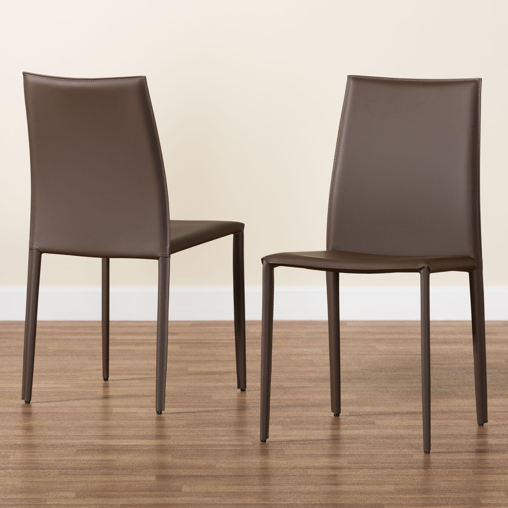 Baxton Studio Rockford Modern and Contemporary Taupe Bonded Leather Upholstered Dining Chair (Set of 2)
