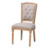 Baxton Studio Estelle  Chic Rustic French Country Cottage Weathered Oak Beige Fabric Button-tufted Upholstered Dining Chair