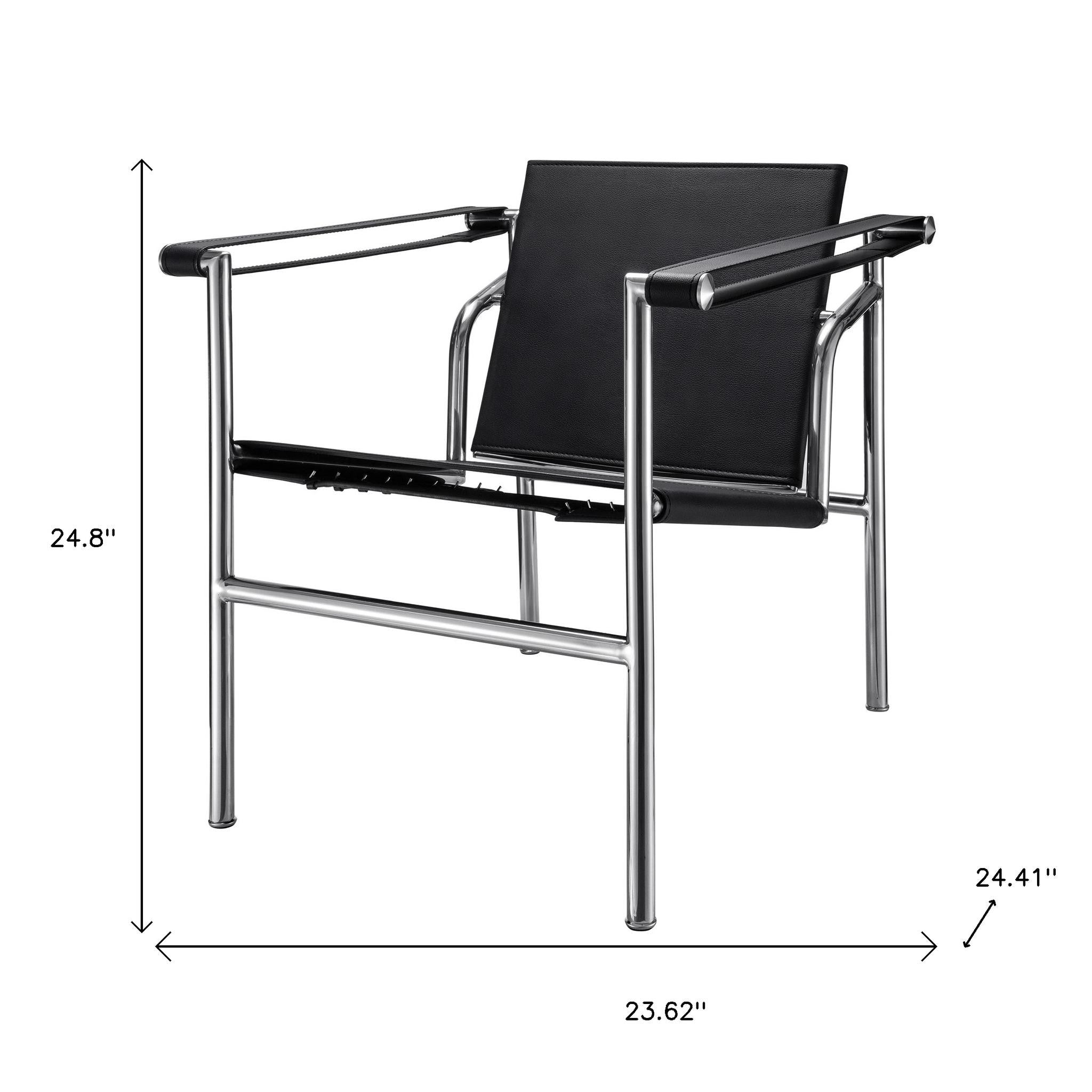 24" Silver Stainless Steel Arm Chair