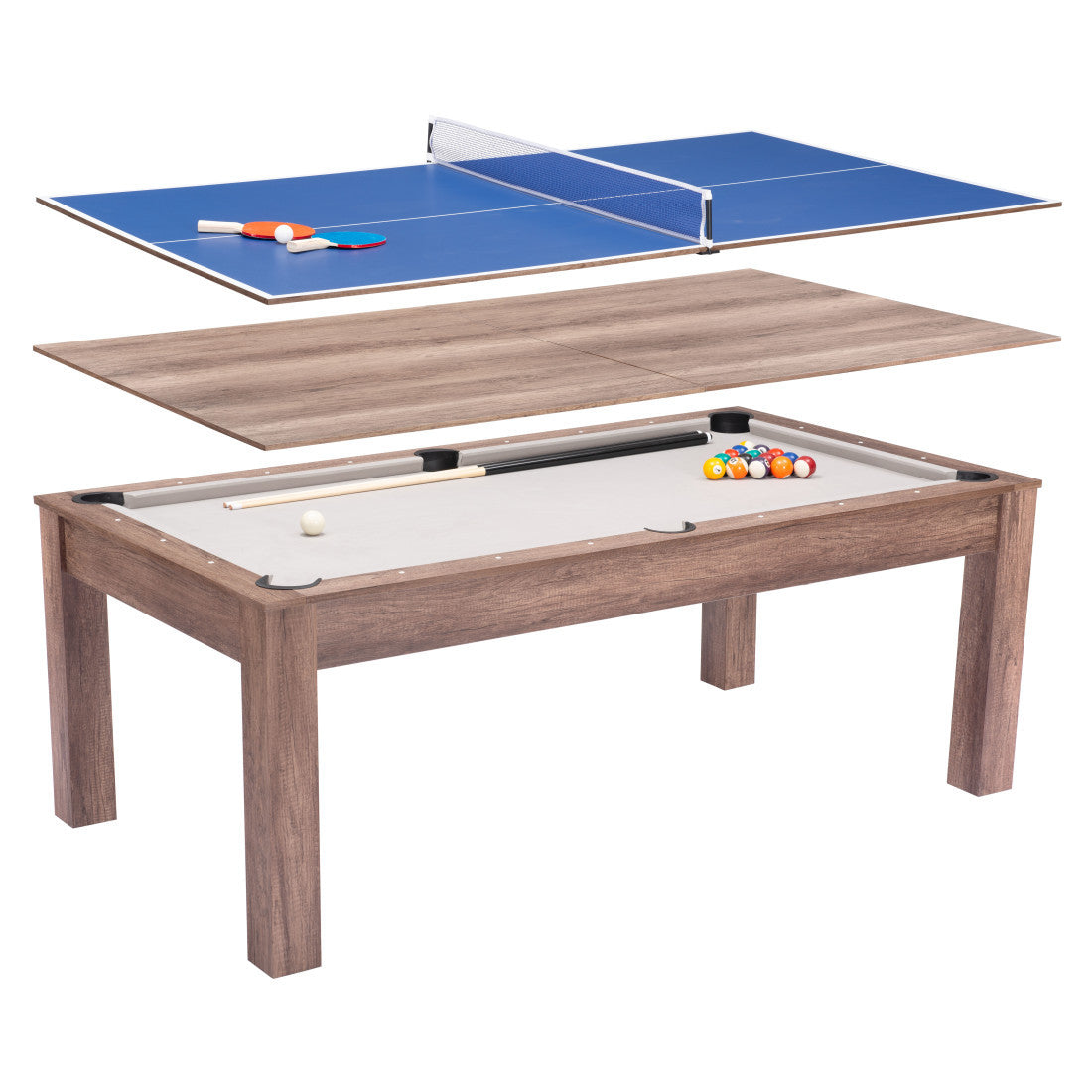 85" Brown Convertible Game And Dining Table