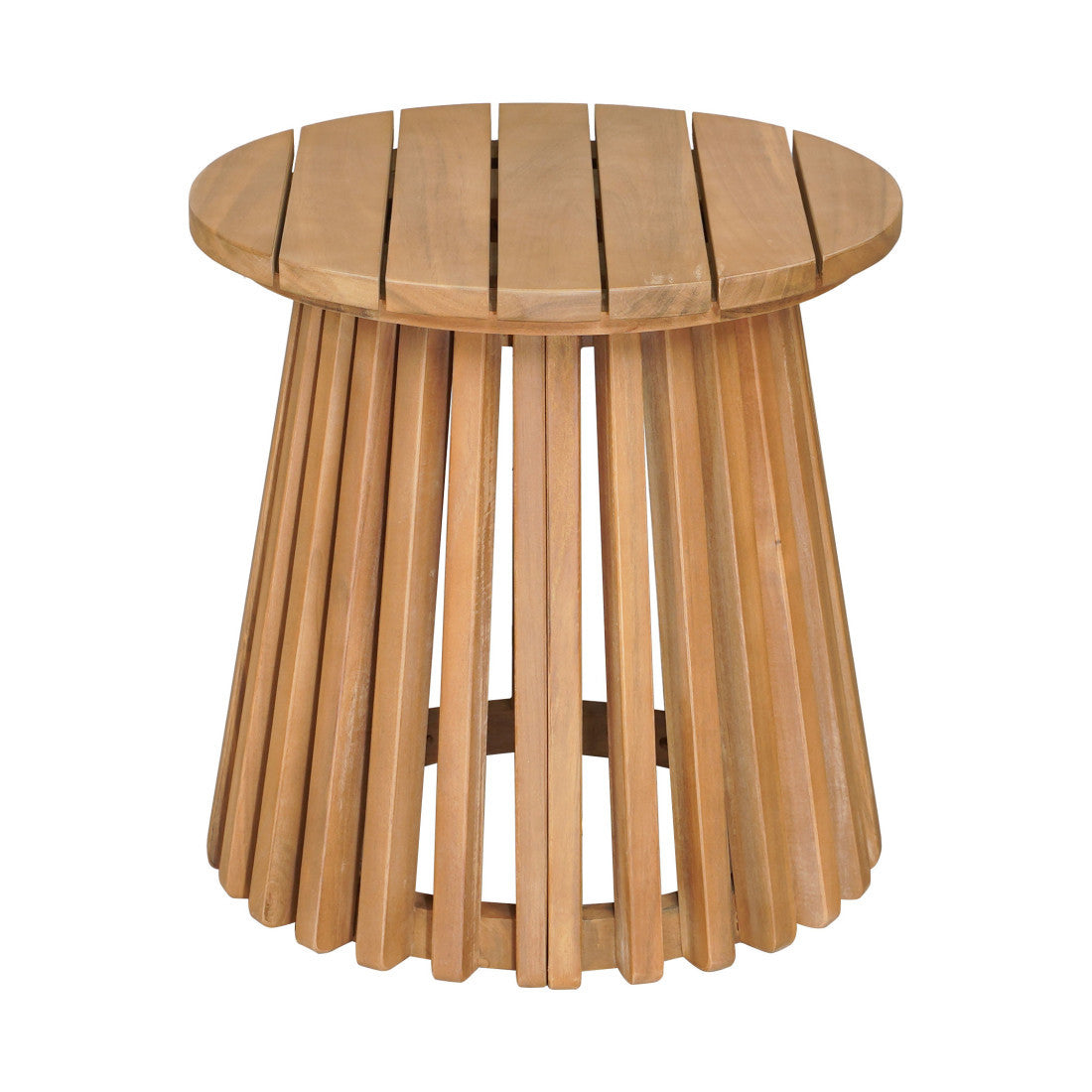 16" Natural Solid Wood Round Outdoor Side Table