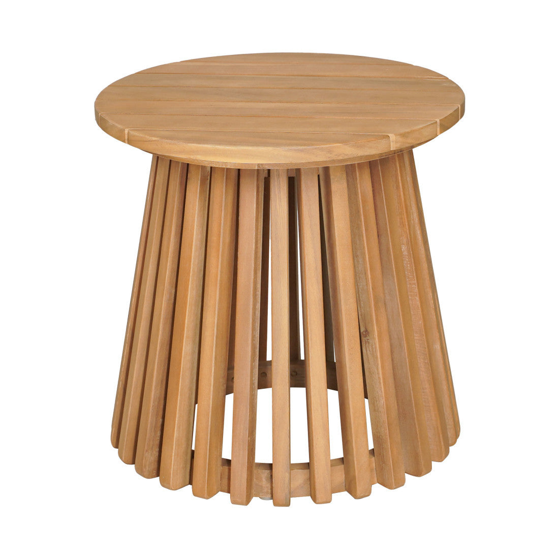 16" Natural Solid Wood Round Outdoor Side Table