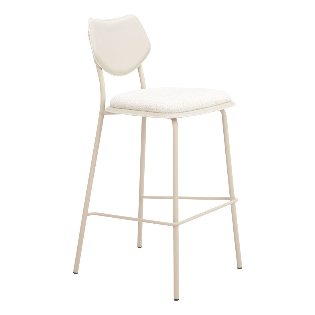 Set of Four 30" Light Gray Fabric Faux Leather and Steel Bar Height Bar Chairs