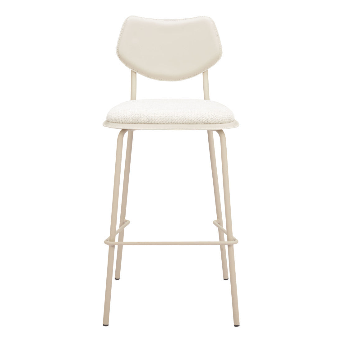 Set of Four 30" Light Gray Fabric Faux Leather and Steel Bar Height Bar Chairs