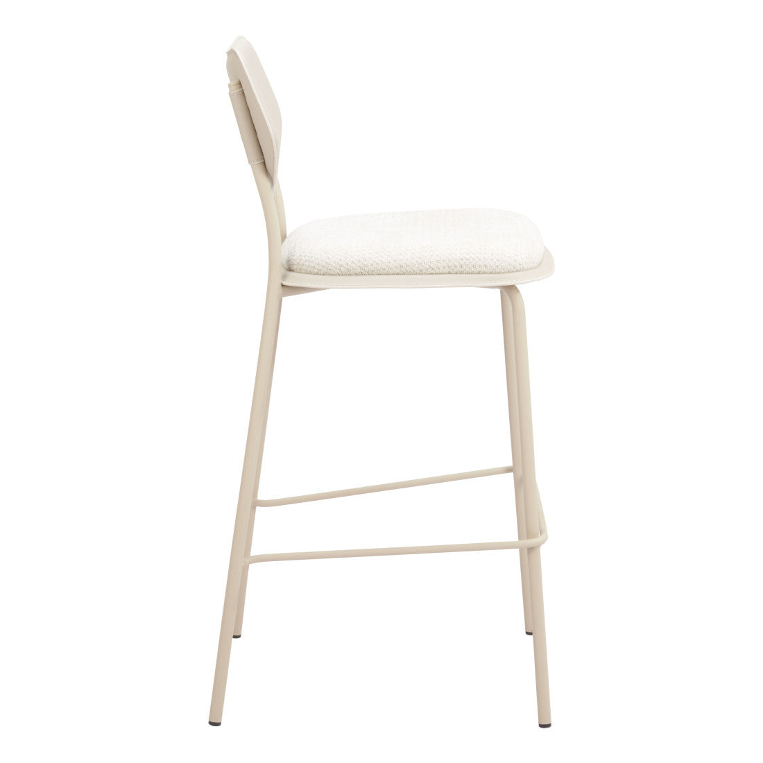 Set of Four 30" Light Gray Fabric Faux Leather and Steel Bar Height Bar Chairs