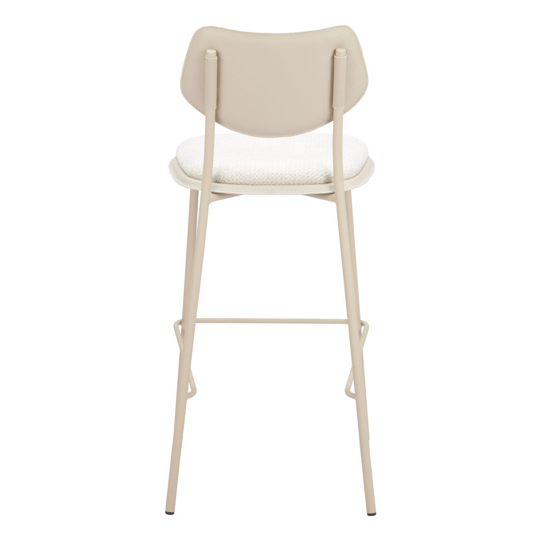 Set of Four 30" Light Gray Fabric Faux Leather and Steel Bar Height Bar Chairs