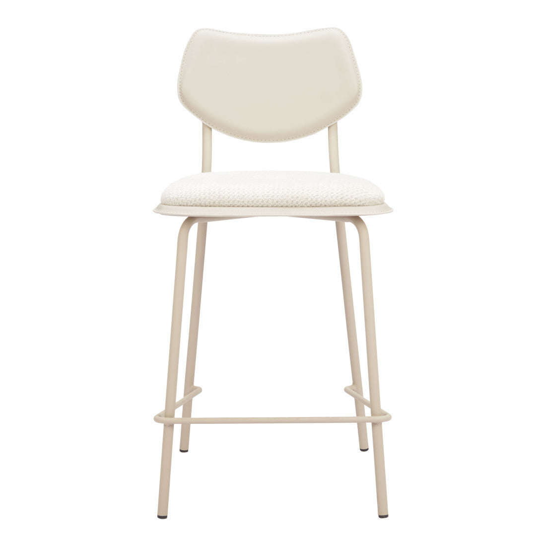 Set of Four 26" Light Gray Fabric Faux Leather and Steel Counter Height Bar Chairs