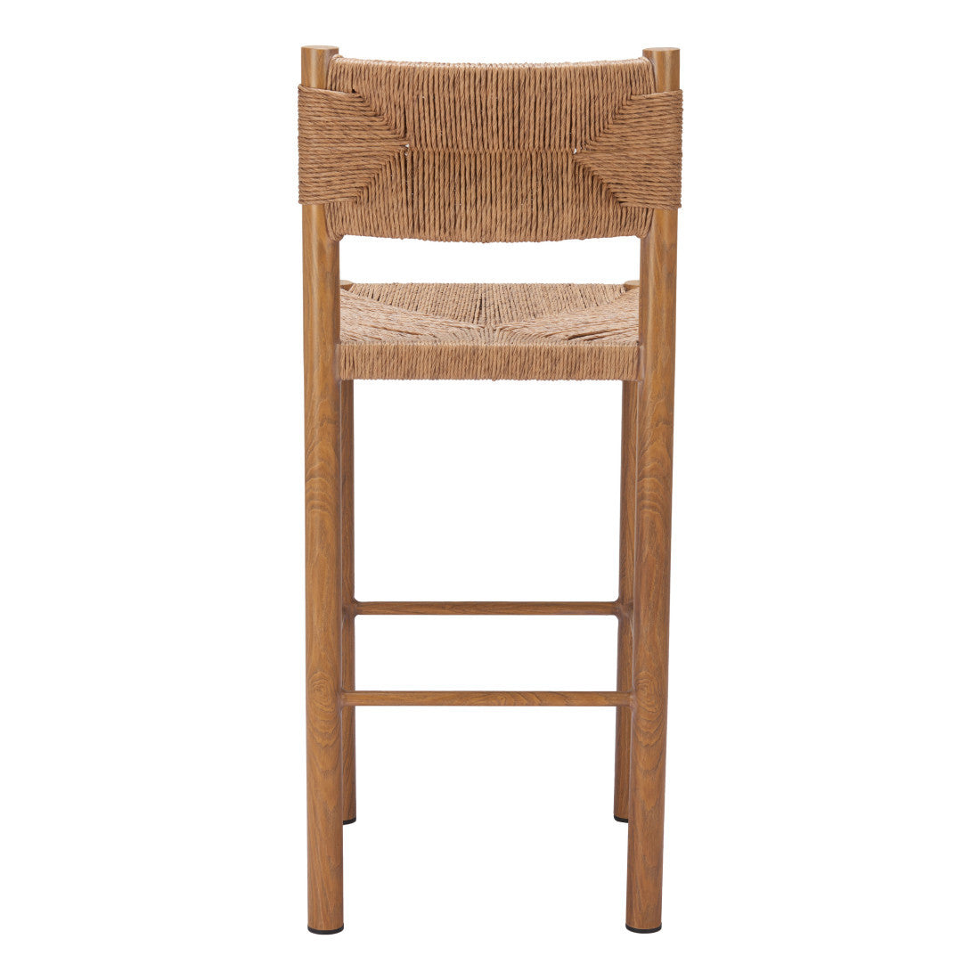 Set of Two 30" Natural Rattan and Aluminum Low Back Bar Height Bar Chairs