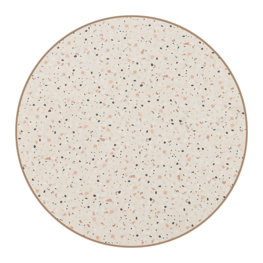 24" Beige and Gold Faux Terrazzo and Steel Rounded Bar Table