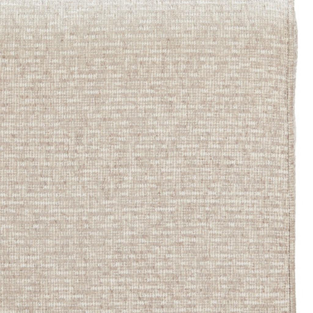 60" Beige Fabric and Solid Wood Upholstered Bench
