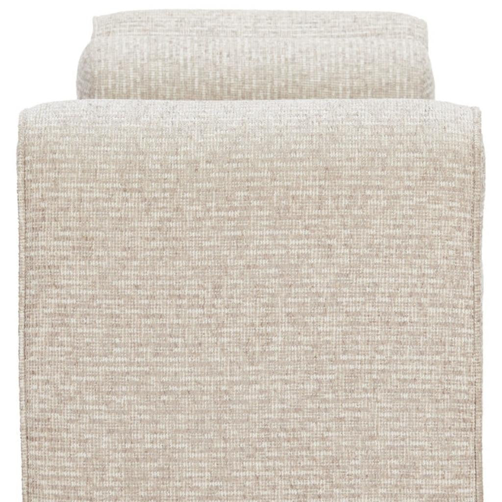 60" Beige Fabric and Solid Wood Upholstered Bench
