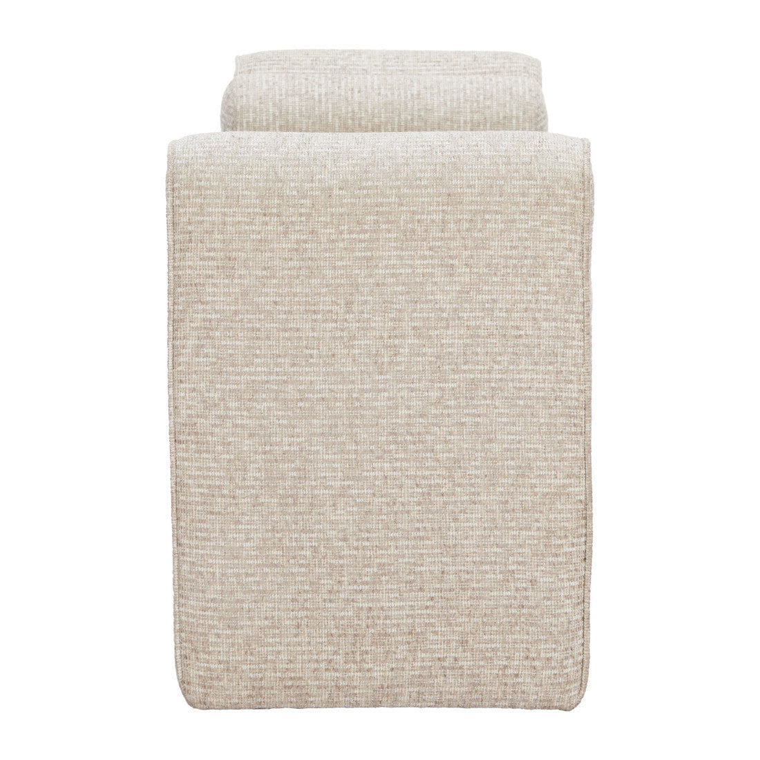60" Beige Fabric and Solid Wood Upholstered Bench