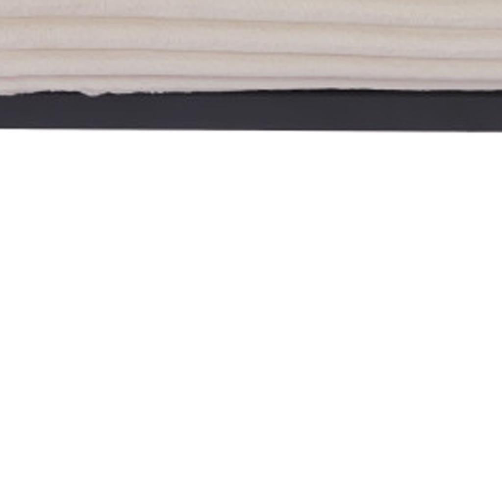 55" Cream and Black Corduroy and Steel Upholstered Bench