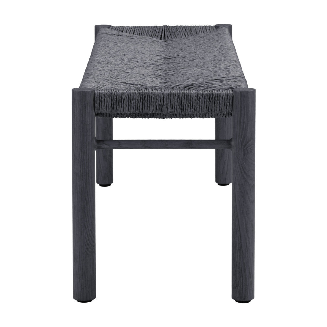 48" Black Metal And Faux Rattan Garden Patio Bench