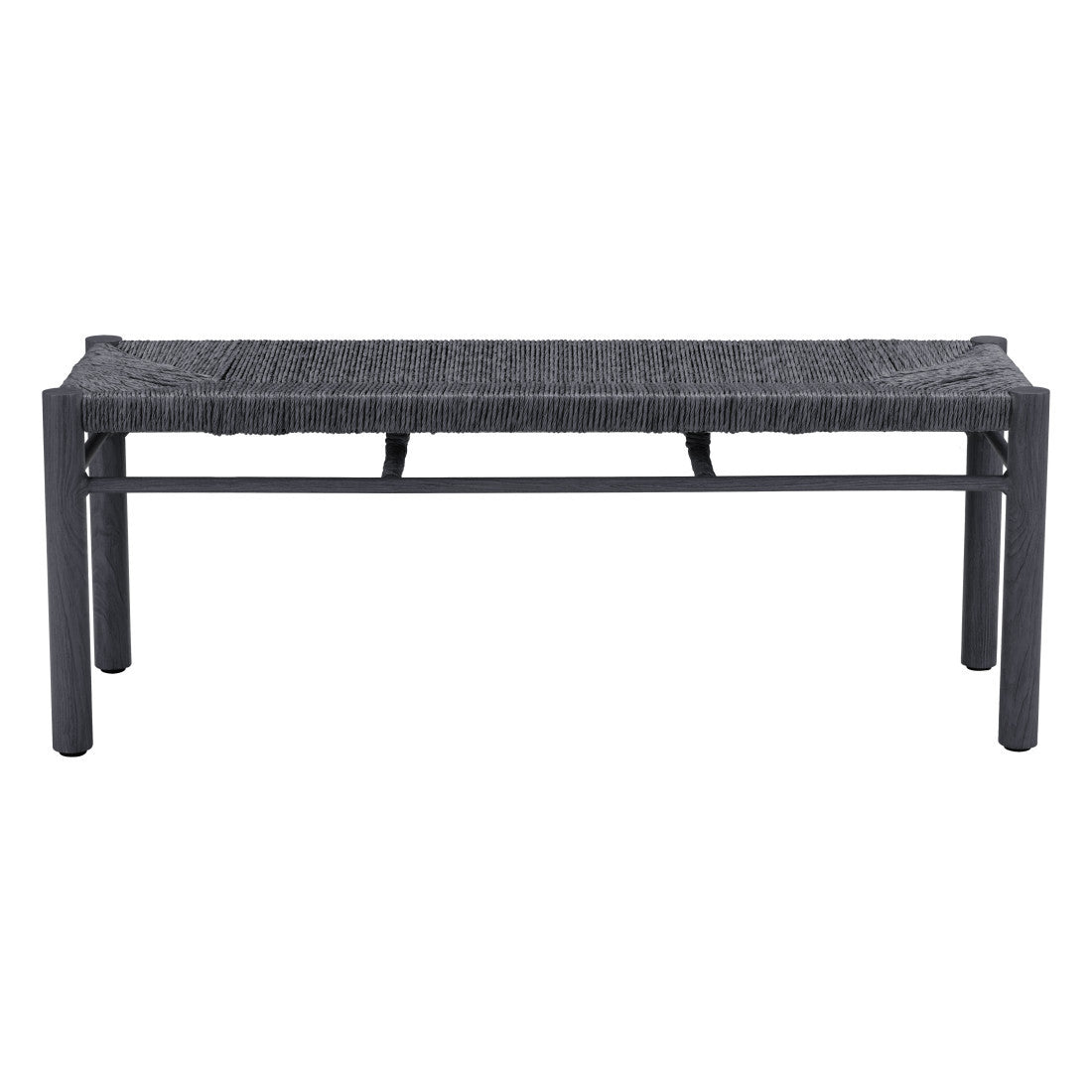 48" Black Metal And Faux Rattan Garden Patio Bench